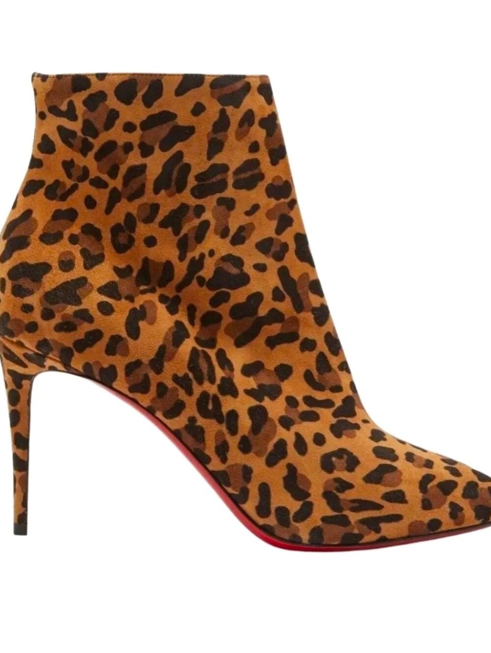 Christian Louboutin Eloise Booty 85 Black Brown Leopard Rio Ankle Heel Boot Sz40